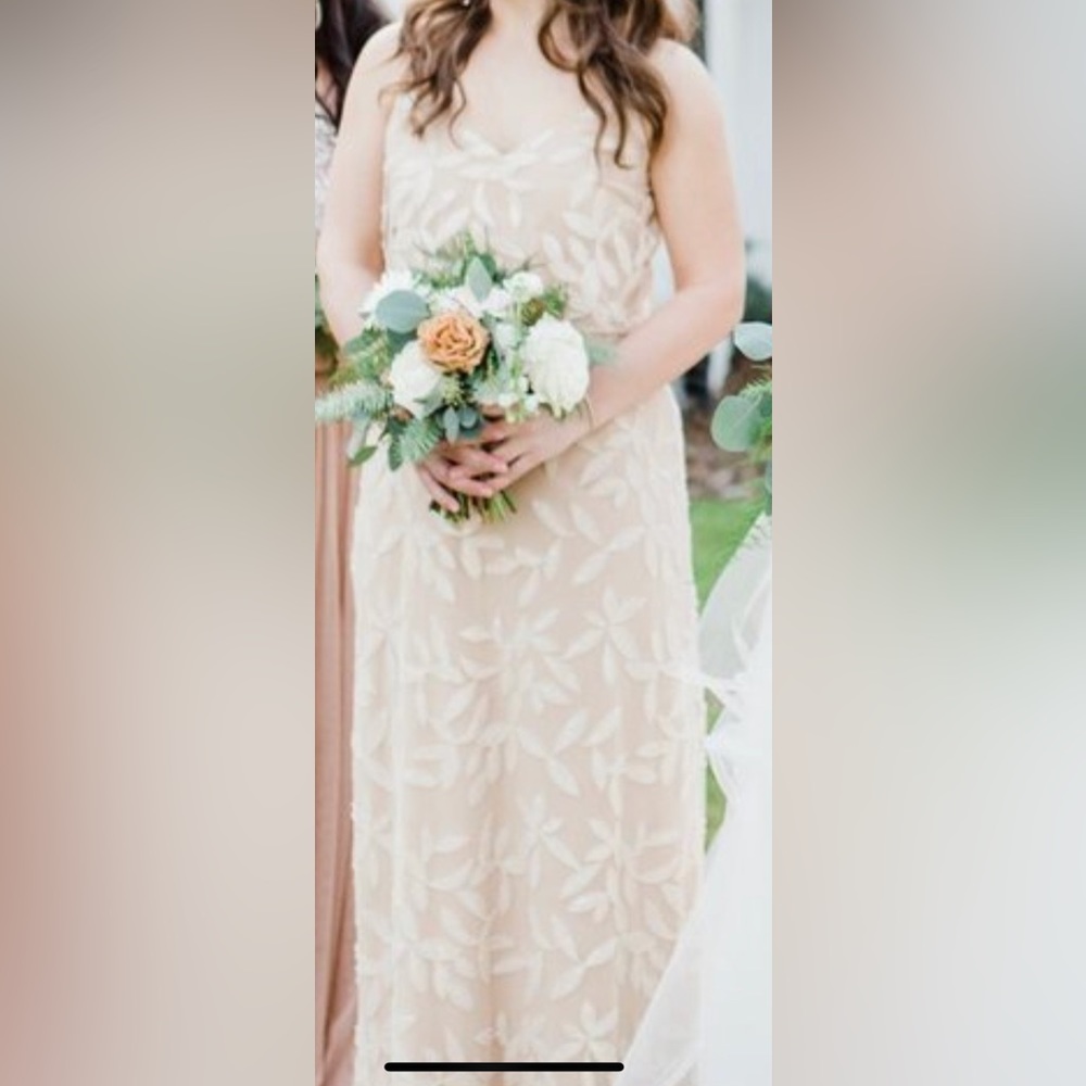 Beaded formal gown - champagne colored - size small